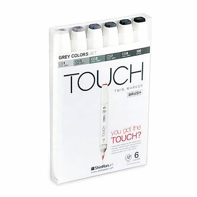 Набор маркеров Touch BRUSH 6 цветов (холодные серые тона)
