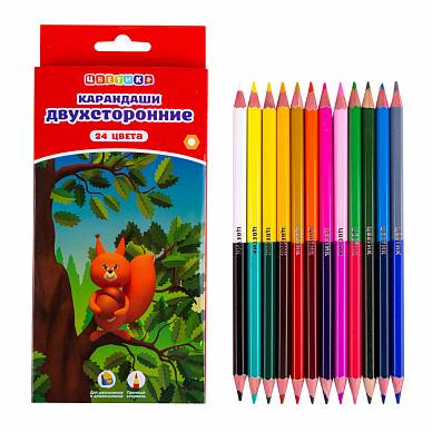 Набор двусторонних цветных карандашей "Цветик" (24 цвета)