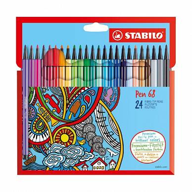Фломастер STABILO Pen 68, набор 24 цвета в картонной коробке
