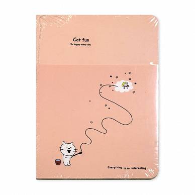 Скетчбук 128х180мм, 80 листов, белая бумага, мягкая обложка, серия "Веселый котик"