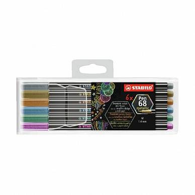 Фломастер STABILO Pen 68 Metallic, набор 6 цветов