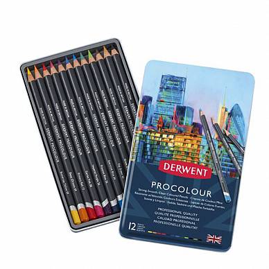 Набор цветных карандашей Procolour, "Derwent" (12 цветов в металлической упаковке)