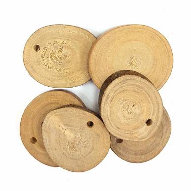 Подвески деревянные (круговые спилы - 3711) 2,5-4,5 см, упаковка 8 штук