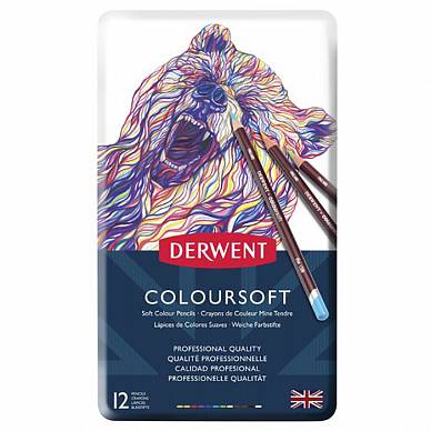 Набор цветных карандашей Coloursoft Pencils, "Derwent" (12 цветов в металлической упаковке)
