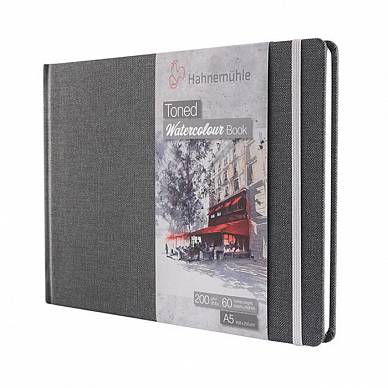 Скетчбук для акварели Hahnemuhle, А6, 30 листов, 200 г/м2 (формат "Пейзаж", серая бумага)