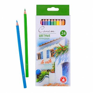 Набор профессиональных цветных карандашей "Сонет", 24цв.