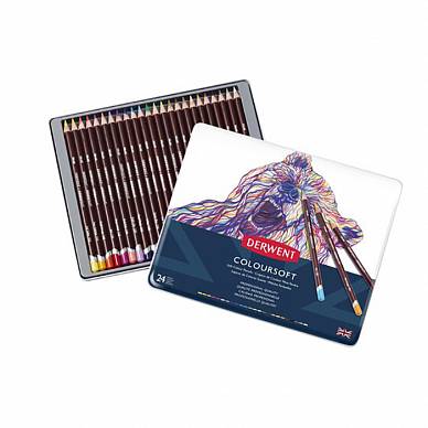 Набор цветных карандашей Coloursoft Pencils, "Derwent" (24 цвета в металлической упаковке)