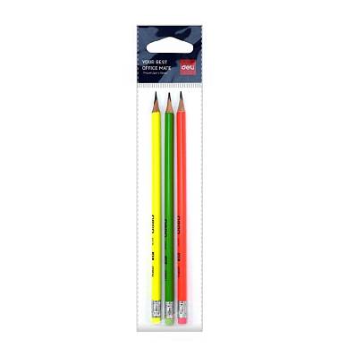 Набор карандашей с ластиком трехгранных DELI "Neon" U51600, (3штуки)