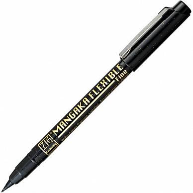 Ручка-кисточка "ZIG CARTOONIST MANGAKA FLEXIBLE" Fine, (черный)