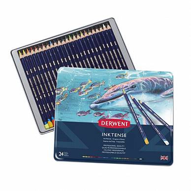 Набор акварельных карандашей Inktense Pencils (24 цвета в металлической упаковке), "Derwent"