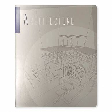 Тетрадь в клетку, 96 листов, скрепка, А5 "Архитектура" (5 дизайнов)