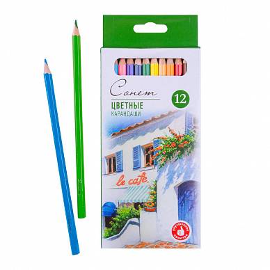 Набор профессиональных цветных карандашей "Сонет", 12 цветов