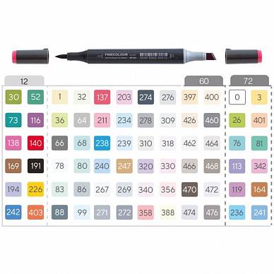 Набор маркеров Finecolour Brush Mini Marker, 12 штук (основные цвета)