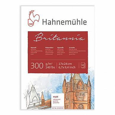 Блок для акварели Britannia Hahnemuhle, 17х24см, 12 листов, 300 г/м2, холодное прессование