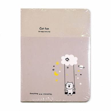 Скетчбук 128х180мм, 80 листов, белая бумага, мягкая обложка, серия "Веселый котик"