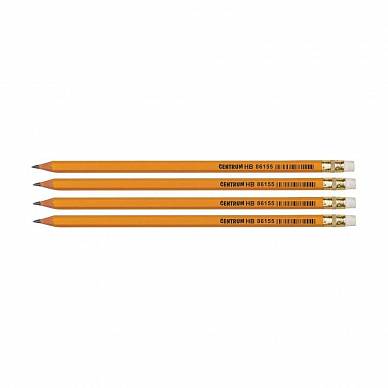 Набор чернографитных карандашей с ластиком 86655 CENTRUM (4 штуки, HB)