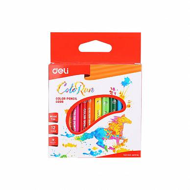 Набор пластиковых цветных карандашей "Color run" 12 цветов, мини