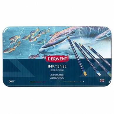 Набор акварельных карандашей Inktense Pencils (36 цветов в металлической упаковке), "Derwent"