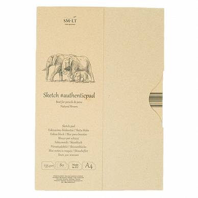 Альбом-склейка в папке SMLT SKETCH PAD Natural Brown для эскизов (A4, 80л, 135г/м)