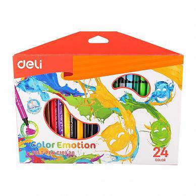Фломастеры DELI "Color Emotion", 24 цвета в картонной коробке