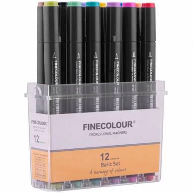 Набор маркеров Finecolour Brush Mini Marker, 12 штук (основные цвета)