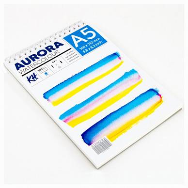 Альбом для акварели на спирали холодного перессования Aurora, (300 г/м2, А5, 12 листов)