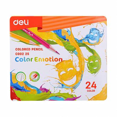 Карандаши цветные "Color Emotion" 24 цвета в металлическом пенале
