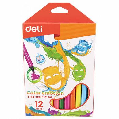 Фломастеры DELI "Color Emotion", 12 цветов в картонной коробке