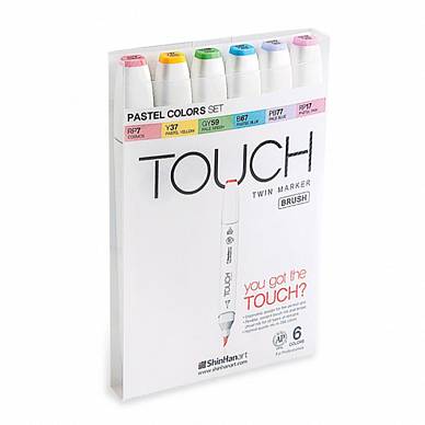 Набор маркеров Touch BRUSH 6 цветов (пастельные тона)