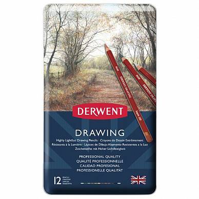 Набор цветных карандашей Drawing Pencils, "Derwent" (12 цветов в металлической упаковке)