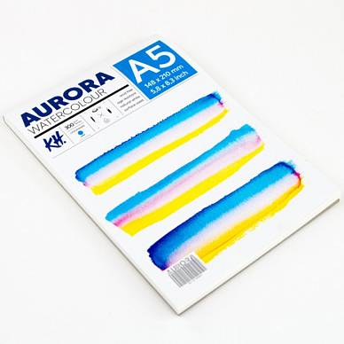 Альбом для акварели на склейке холодного перессования Aurora, (300 г/м2, А5, 12 листов)
