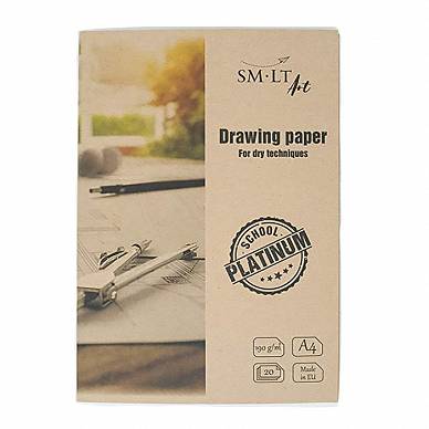 Бумага для рисования SMLT в папке (А4, 190 г/м2, 20 листов)