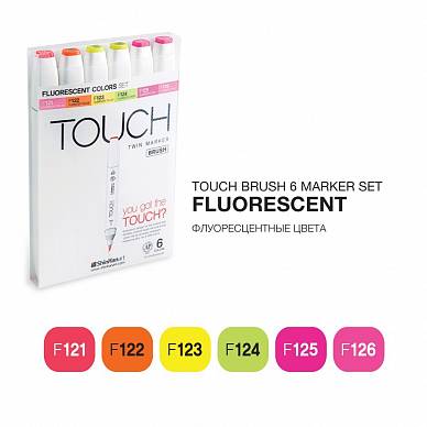 Набор маркеров Touch BRUSH 6 цветов (флуоресцентные цвета)
