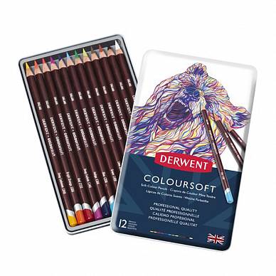 Набор цветных карандашей Coloursoft Pencils, "Derwent" (12 цветов в металлической упаковке)