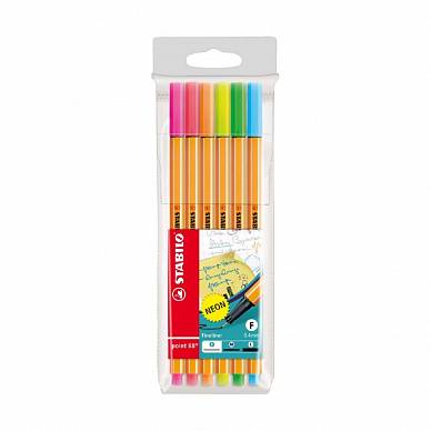 Ручка-линер STABILO Point 88, флуоресцентные цвета, набор 6 цветов