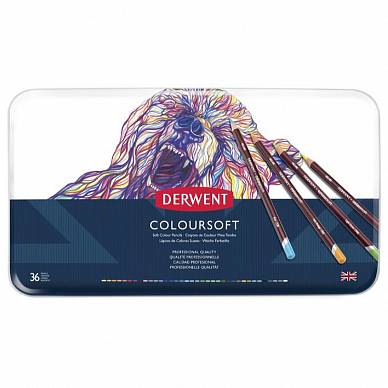 Набор цветных карандашей Coloursoft Pencils, "Derwent" (36 цветов в металлической упаковке)